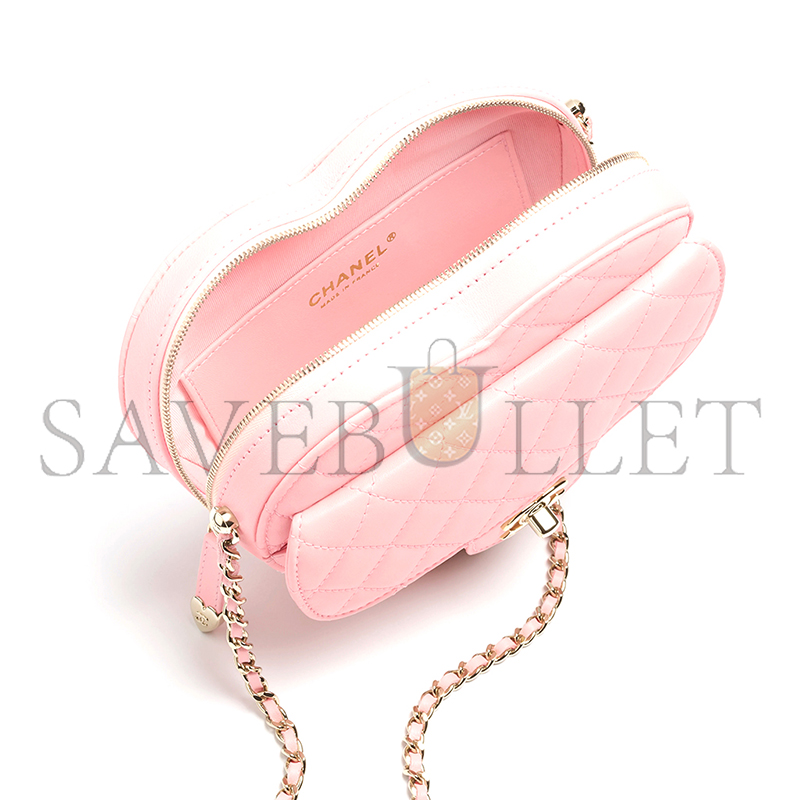 Ch**el heart bag lambskin in light pink as5764 (18*18*5.5cm)